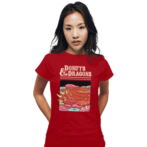 Shirts Fitted Shirts, Woman / Small / Red Donuts And Dragons