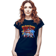 Load image into Gallery viewer, Shirts Fitted Shirts, Woman / Small / Navy 90s Super Friends