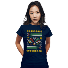 Load image into Gallery viewer, Shirts Fitted Shirts, Woman / Small / Navy A Very Mushroom Christmas