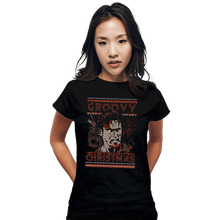 Load image into Gallery viewer, Daily_Deal_Shirts Fitted Shirts, Woman / Small / Black Groovy Christmas