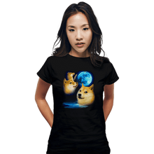 Load image into Gallery viewer, Shirts Fitted Shirts, Woman / Small / Black Three Doge Moon