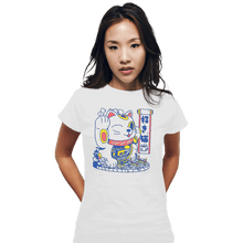 Load image into Gallery viewer, Shirts Fitted Shirts, Woman / Small / White Lucky Cat Coffee Shop