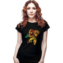 Load image into Gallery viewer, Shirts Fitted Shirts, Woman / Small / Black Metroid - Galactic Bounty Hunter