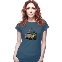 Load image into Gallery viewer, Daily_Deal_Shirts Fitted Shirts, Woman / Small / Indigo Blue Surfing In The Turtle Van