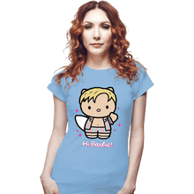 Load image into Gallery viewer, Daily_Deal_Shirts Fitted Shirts, Woman / Small / Powder Blue Waving Doll