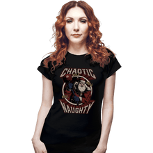 Load image into Gallery viewer, Shirts Fitted Shirts, Woman / Small / Black Chaotic Naughy Santa
