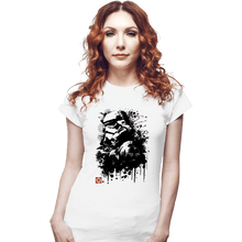 Load image into Gallery viewer, Daily_Deal_Shirts Fitted Shirts, Woman / Small / White Trooper In The Forest Sumi-e