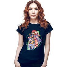 Load image into Gallery viewer, Daily_Deal_Shirts Fitted Shirts, Woman / Small / Navy Robot Hearts