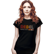 Load image into Gallery viewer, Daily_Deal_Shirts Fitted Shirts, Woman / Small / Black Rebel Since 1977