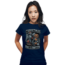Load image into Gallery viewer, Secret_Shirts Fitted Shirts, Woman / Small / Navy Christmas VS Halloween
