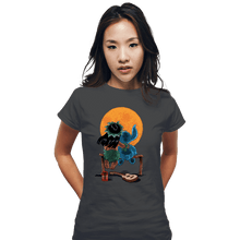 Load image into Gallery viewer, Daily_Deal_Shirts Fitted Shirts, Woman / Small / Charcoal Alien And Girl Gazing At The Moon