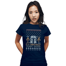 Load image into Gallery viewer, Shirts Fitted Shirts, Woman / Small / Navy Mandalorian Christmas