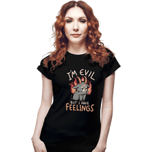 Load image into Gallery viewer, Daily_Deal_Shirts Fitted Shirts, Woman / Small / Black I'm Evil But I Have Feelings