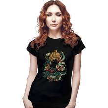 Load image into Gallery viewer, Shirts Fitted Shirts, Woman / Small / Black Colorful Dragon

