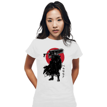 Load image into Gallery viewer, Daily_Deal_Shirts Fitted Shirts, Woman / Small / White Black Swordsman Sumi-e