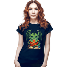 Load image into Gallery viewer, Shirts Fitted Shirts, Woman / Small / Navy Dragon Dice