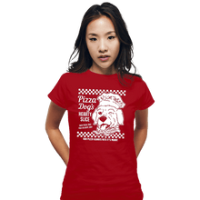 Load image into Gallery viewer, Daily_Deal_Shirts Fitted Shirts, Woman / Small / Red Pizza Dog
