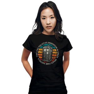 Shirts Fitted Shirts, Woman / Small / Black Retro Tardis Sun