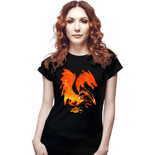 Load image into Gallery viewer, Daily_Deal_Shirts Fitted Shirts, Woman / Small / Black Fantasy Flames
