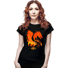 Load image into Gallery viewer, Daily_Deal_Shirts Fitted Shirts, Woman / Small / Black Fantasy Flames