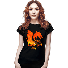 Load image into Gallery viewer, Daily_Deal_Shirts Fitted Shirts, Woman / Small / Black Fantasy Flames
