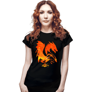 Daily_Deal_Shirts Fitted Shirts, Woman / Small / Black Fantasy Flames