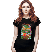 Load image into Gallery viewer, Daily_Deal_Shirts Fitted Shirts, Woman / Small / Black Glitch Michelangelo