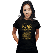 Load image into Gallery viewer, Daily_Deal_Shirts Fitted Shirts, Woman / Small / Black Fear Is The Mind-Killer
