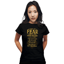 Load image into Gallery viewer, Daily_Deal_Shirts Fitted Shirts, Woman / Small / Black Fear Is The Mind-Killer