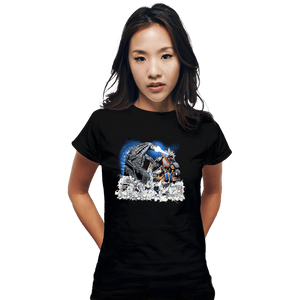 Daily_Deal_Shirts Fitted Shirts, Woman / Small / Black Godzilla VS Megazord