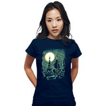 Load image into Gallery viewer, Shirts Fitted Shirts, Woman / Small / Navy Starry Paris Cats