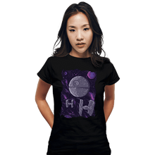 Load image into Gallery viewer, Daily_Deal_Shirts Fitted Shirts, Woman / Small / Black Pixel Death Star