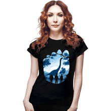 Load image into Gallery viewer, Daily_Deal_Shirts Fitted Shirts, Woman / Small / Black Brachiosaurus Footprint