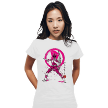 Load image into Gallery viewer, Shirts Fitted Shirts, Woman / Small / White Pink Ranger Sumi-e