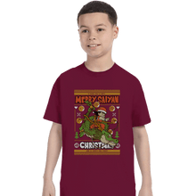 Load image into Gallery viewer, Shirts T-Shirts, Youth / XS / Maroon Merry Saiyan Christmas