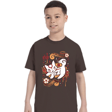 Load image into Gallery viewer, Last_Chance_Shirts T-Shirts, Youth / XS / Dark Chocolate Floral Wolf Spirit