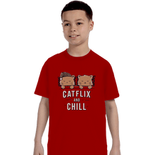 Load image into Gallery viewer, Shirts T-Shirts, Youth / Small / Red Catflix And Chill