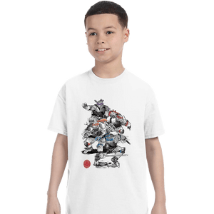Daily_Deal_Shirts T-Shirts, Youth / XS / White Ninja Turtles Sumi-e