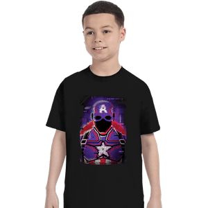 Shirts T-Shirts, Youth / XS / Black Glitch Captain America