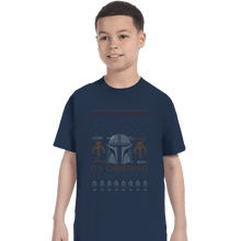 Load image into Gallery viewer, Shirts T-Shirts, Youth / XL / Navy Mandalorian Christmas