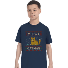 Load image into Gallery viewer, Daily_Deal_Shirts T-Shirts, Youth / XS / Navy Meowy Catmas