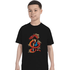 Shirts T-Shirts, Youth / XL / Black Mulan And The Dragon