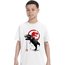 Load image into Gallery viewer, Shirts T-Shirts, Youth / XS / White Tyrannosaurus sumi-e halftones