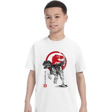 Load image into Gallery viewer, Secret_Shirts T-Shirts, Youth / XS / White Velociraptor Sumi-E