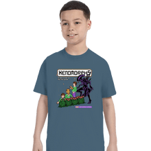Load image into Gallery viewer, Shirts T-Shirts, Youth / XS / Indigo Blue Xenomorphs Book