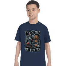 Load image into Gallery viewer, Secret_Shirts T-Shirts, Youth / XS / Navy Christmas VS Halloween