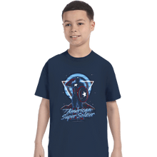 Load image into Gallery viewer, Shirts T-Shirts, Youth / XS / Navy Retro American Super Soldier