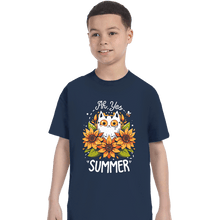 Load image into Gallery viewer, Daily_Deal_Shirts T-Shirts, Youth / XS / Navy Summer Kitten Sniffles