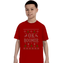Load image into Gallery viewer, Shirts T-Shirts, Youth / XL / Red OK Boomer Ugly Christmas Sweater