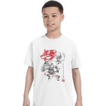 Load image into Gallery viewer, Shirts T-Shirts, Youth / XL / White Twilight Wolf Sumi-e